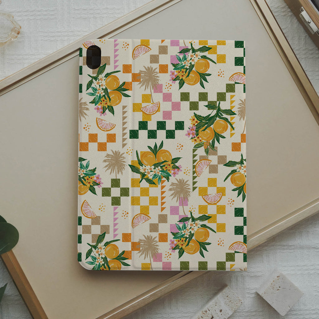 Design Citrus Mosaic Pencil Magnetic Pen Slot iPad Protective Case