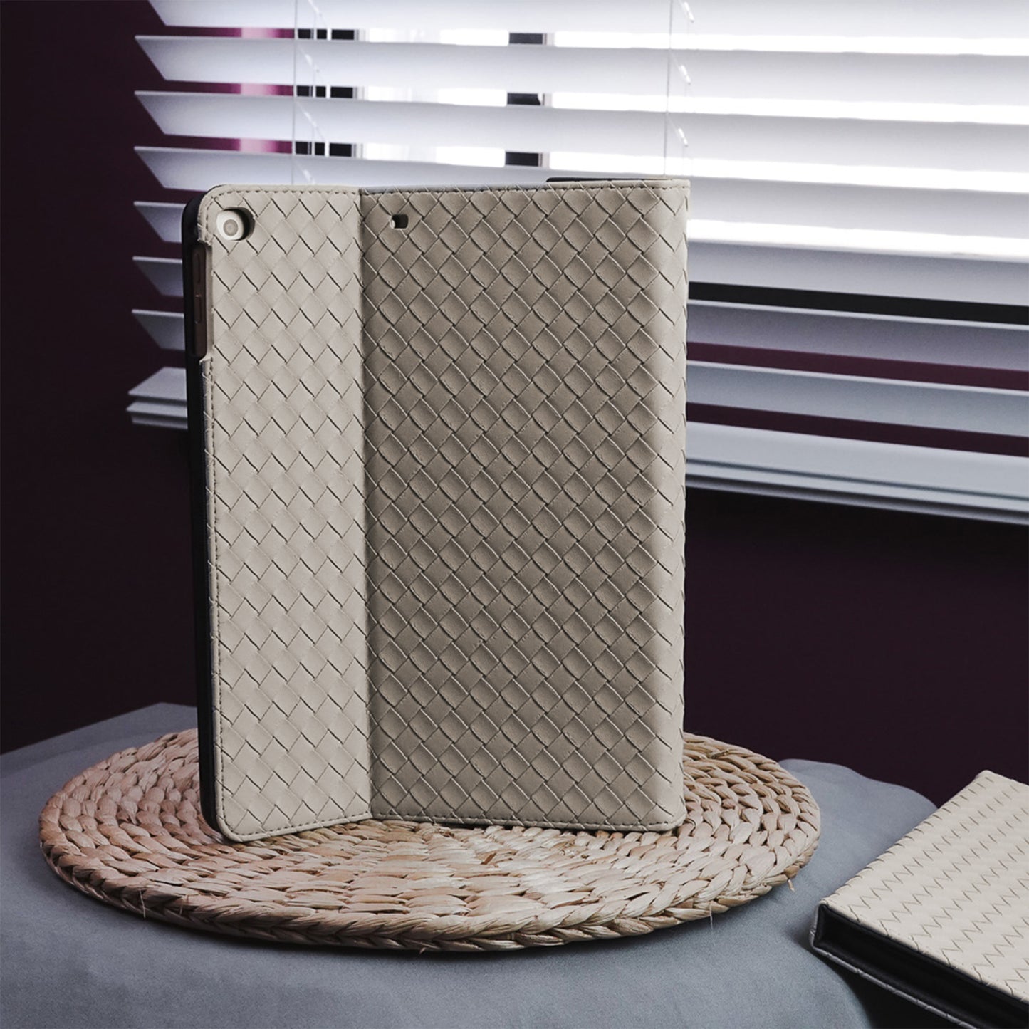 Leather Series & Antique White Braided with Pencil Holder iPad Case