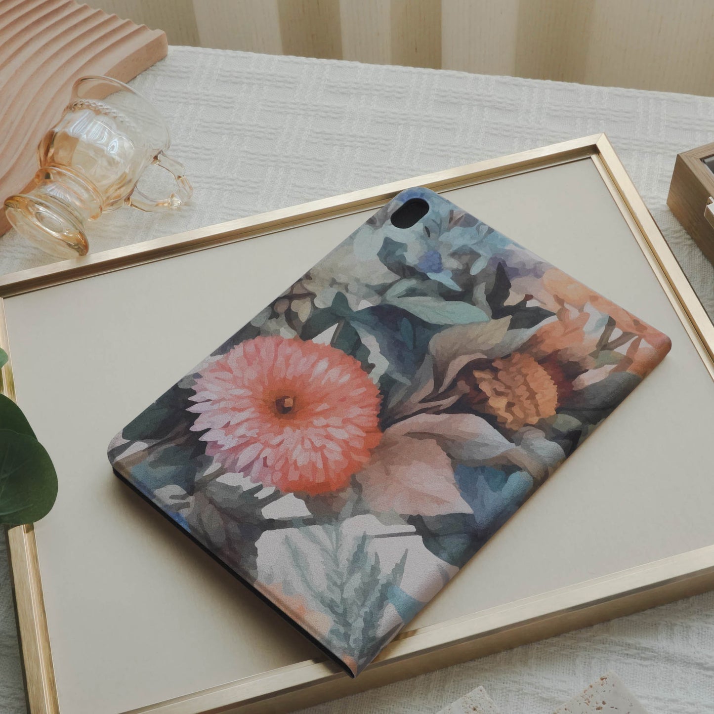 Design Style Ink Floral Pencil Magnetic Pen Slot iPad Protective Case