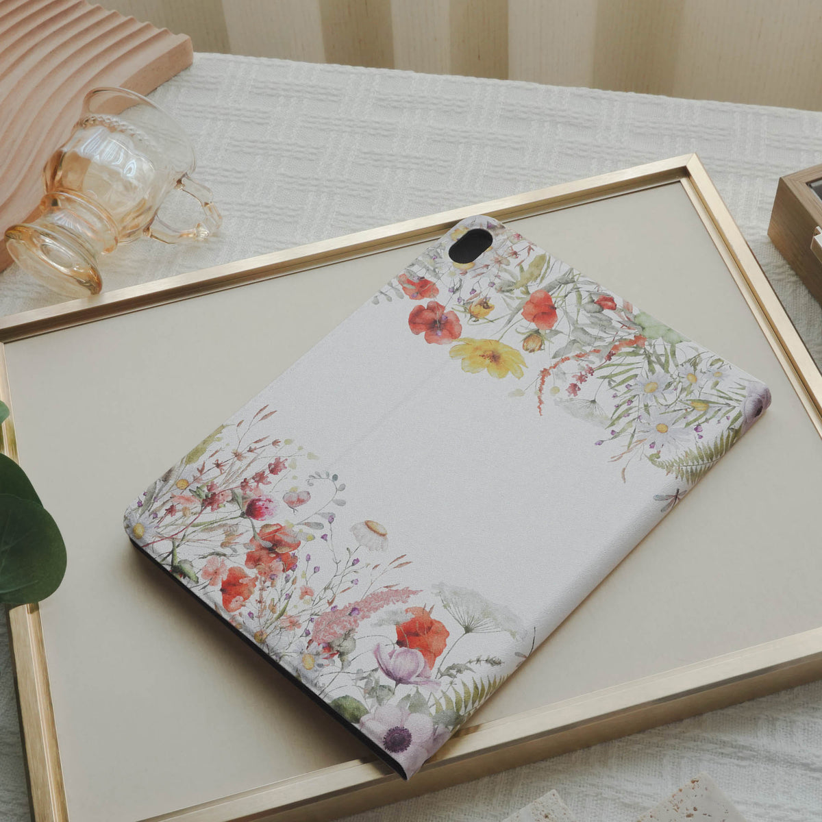 Design Floral Artistic Conception Pencil Magnetic Pen Slot iPad Protective Case