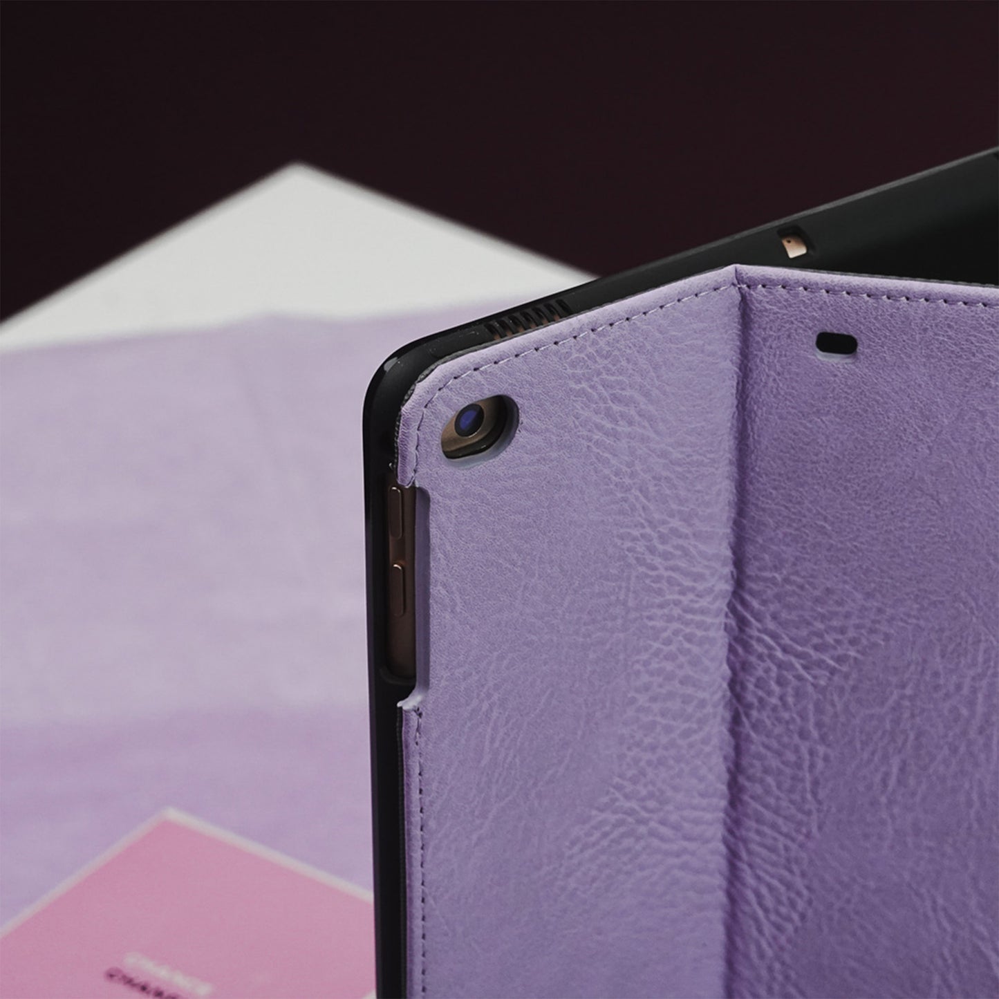 Leather Series & Mauve Purple with Pencil Holder iPad Case