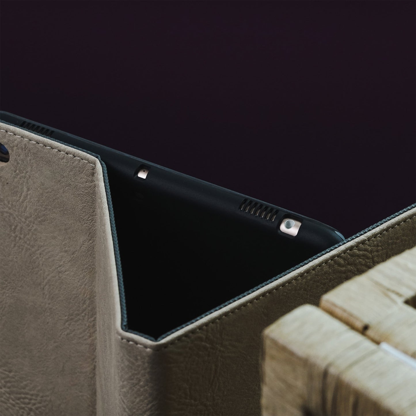 Leather Series & Cuban Brown with Pencil Holder iPad Case