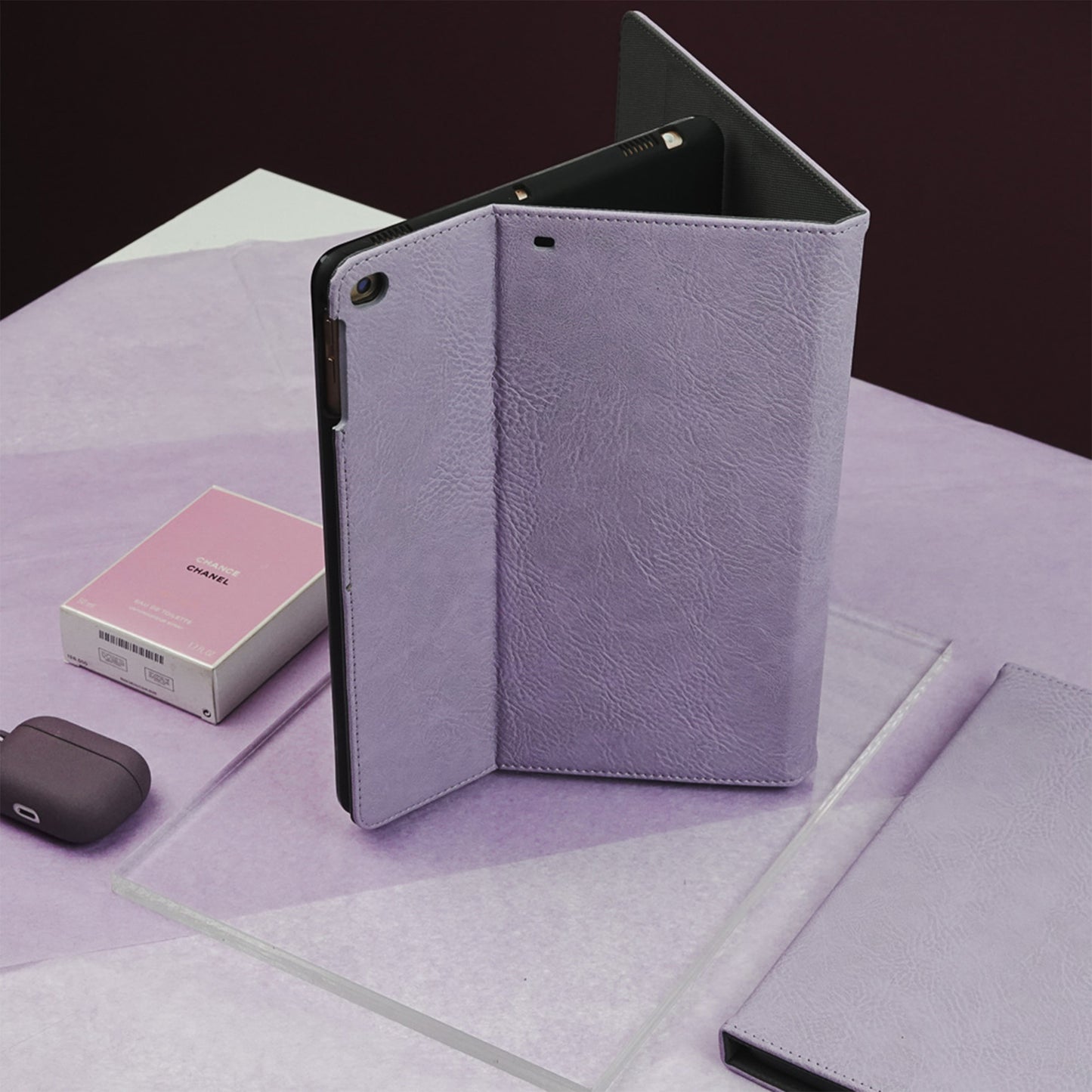 Leather Series & Mauve Purple with Pencil Holder iPad Case