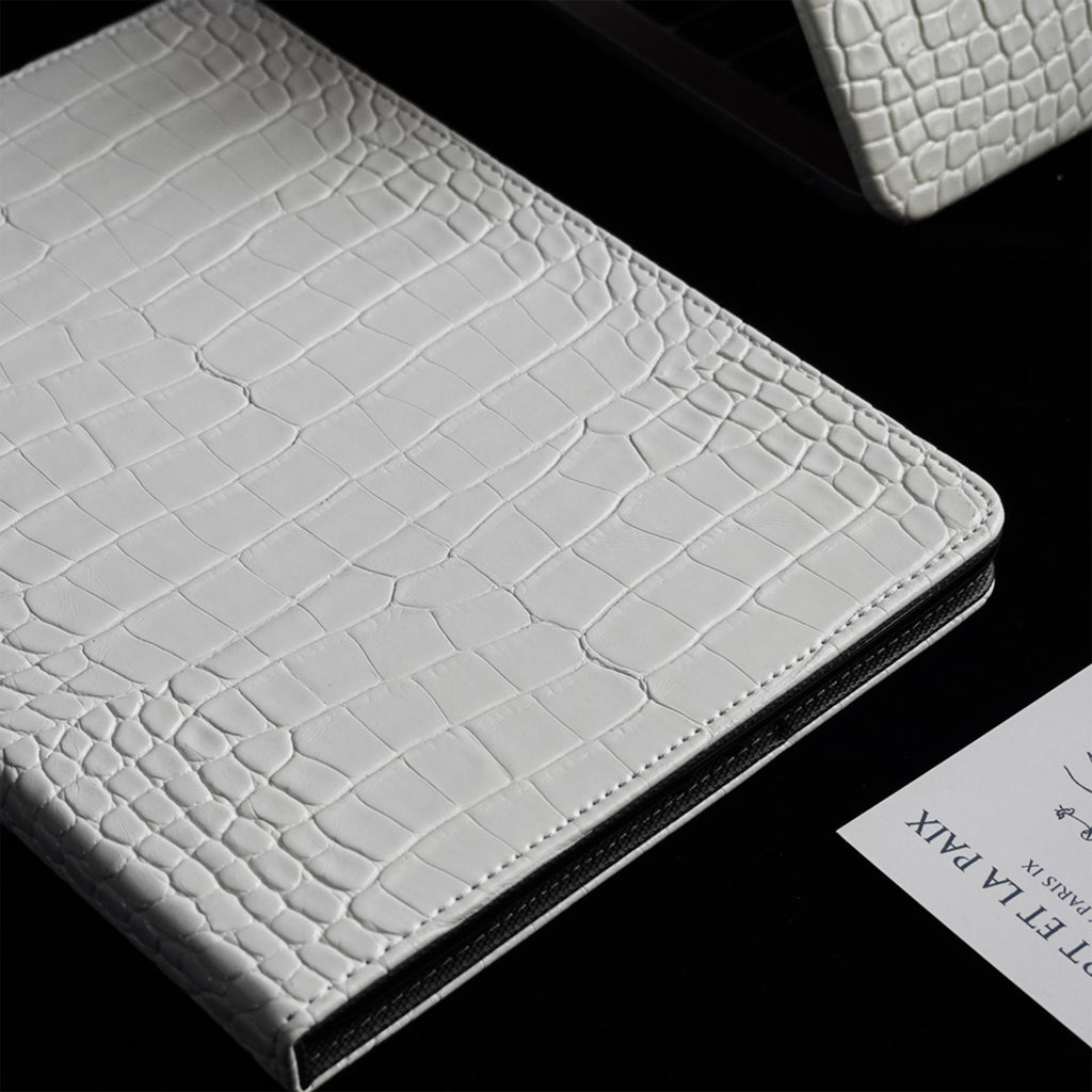Crocodile Style & Athena White with Pencil Holder iPad Case
