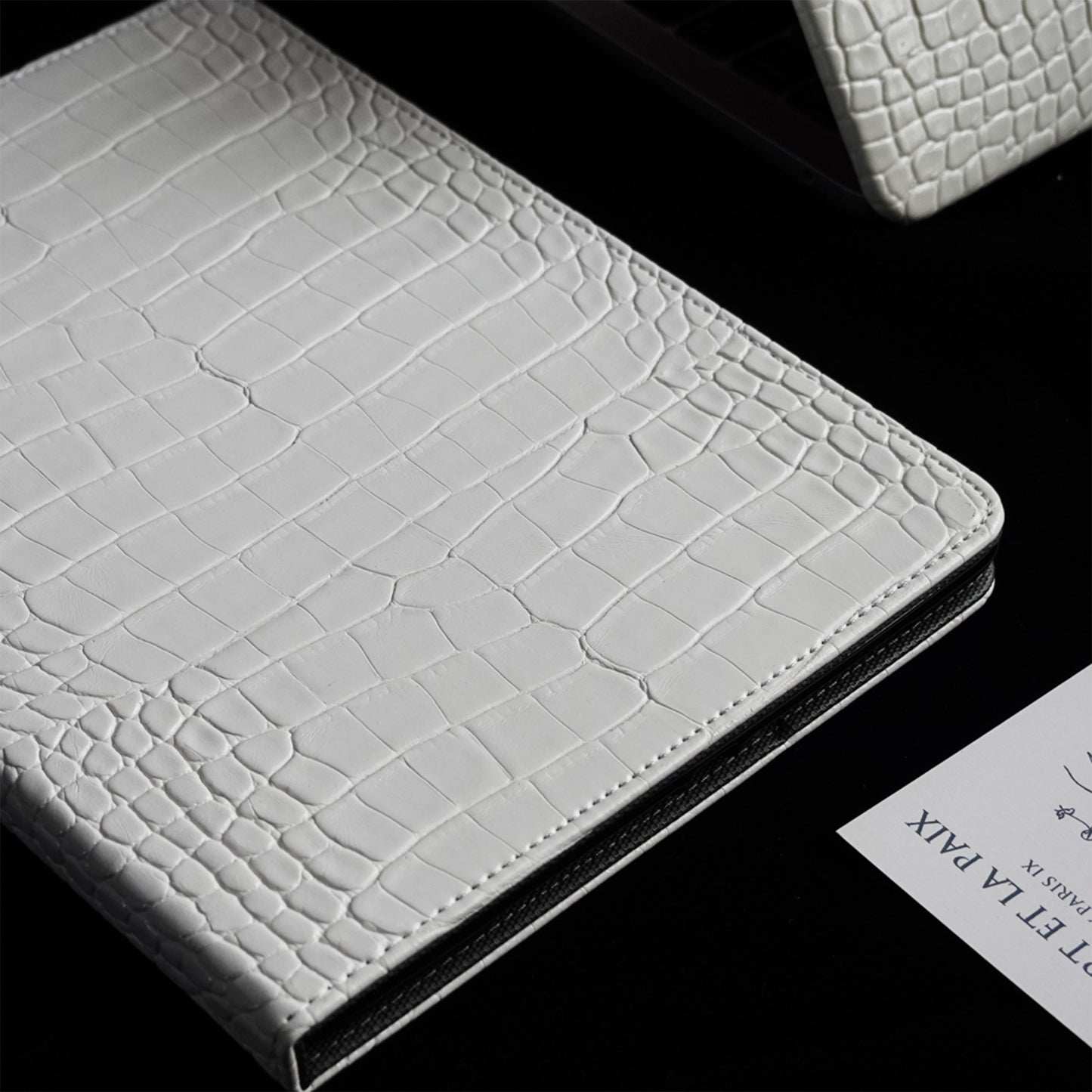 Crocodile Style & Athena White with Pencil Holder iPad Case