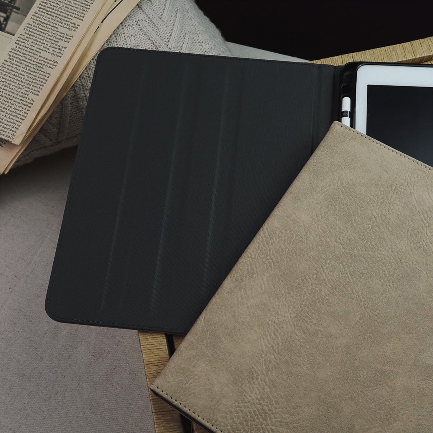Leather Series & Cuban Brown with Pencil Holder iPad Case
