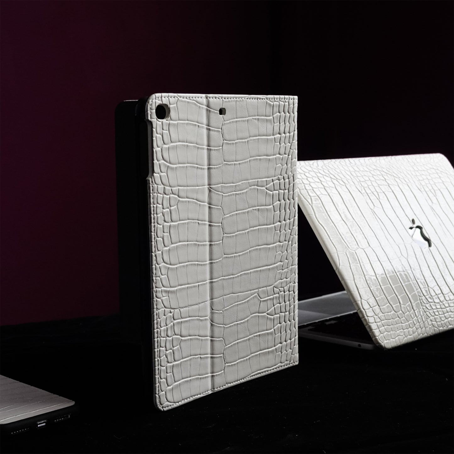 Crocodile Style & Athena White with Pencil Holder iPad Case