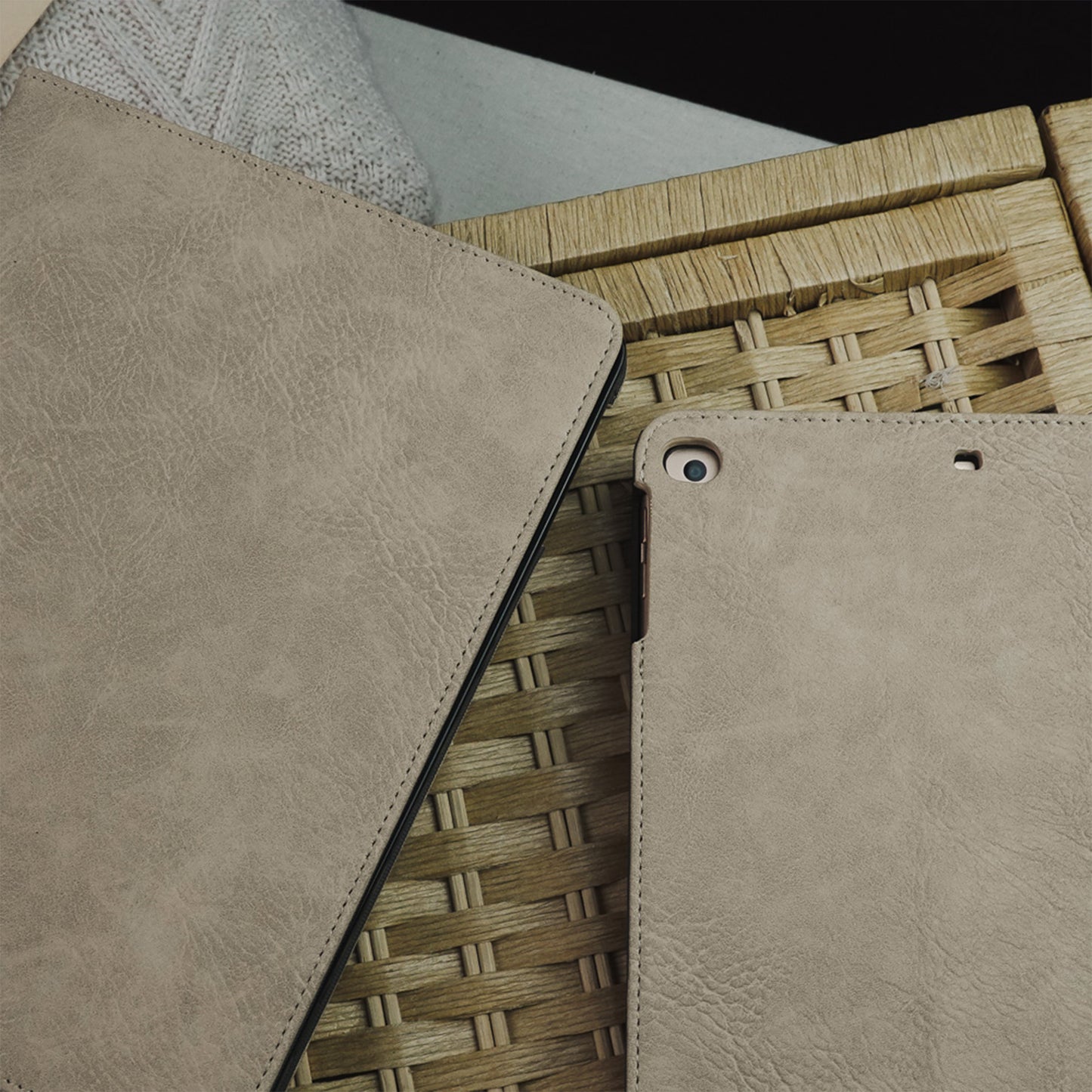 Leather Series & Cuban Brown with Pencil Holder iPad Case