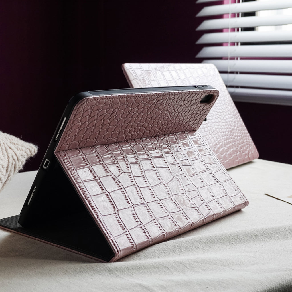 Crocodile Style & Crocodile Pink with Pencil Holder iPad Protective Case