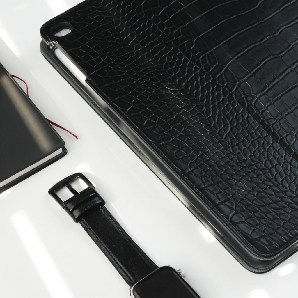 Crocodile Style & Crocodile Black with Pencil Holder iPad Protective Case