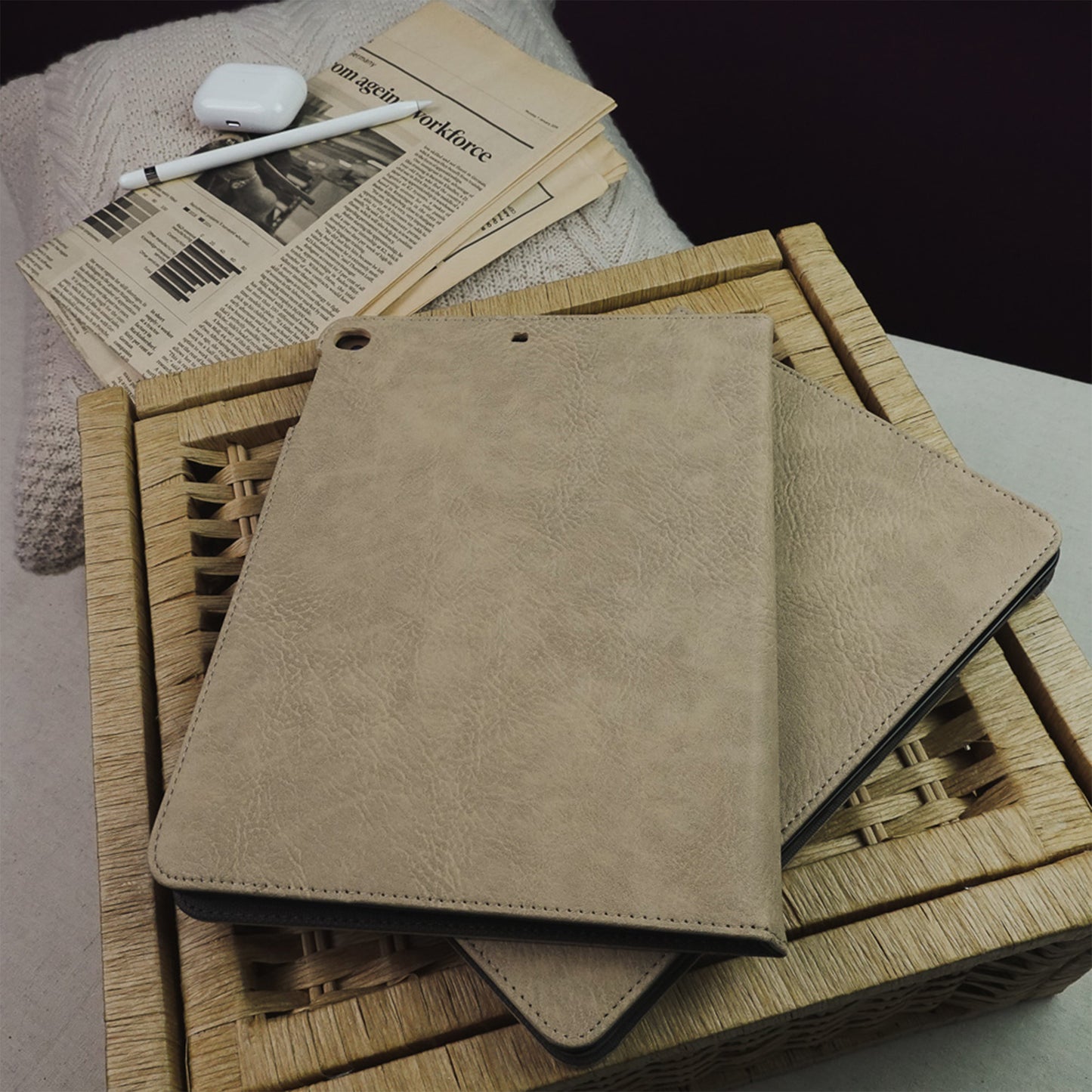 Leather Series & Cuban Brown with Pencil Holder iPad Case