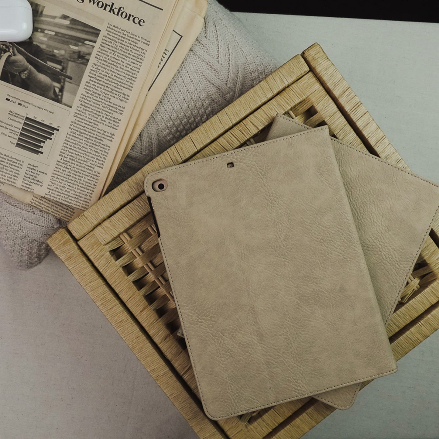 Leather Series & Cuban Brown with Pencil Holder iPad Case