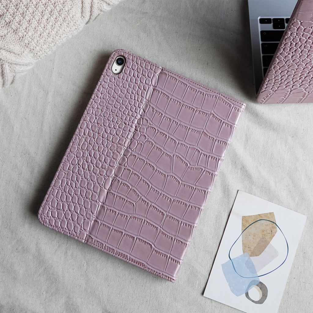 Crocodile Style & Crocodile Pink with Pencil Holder iPad Protective Case