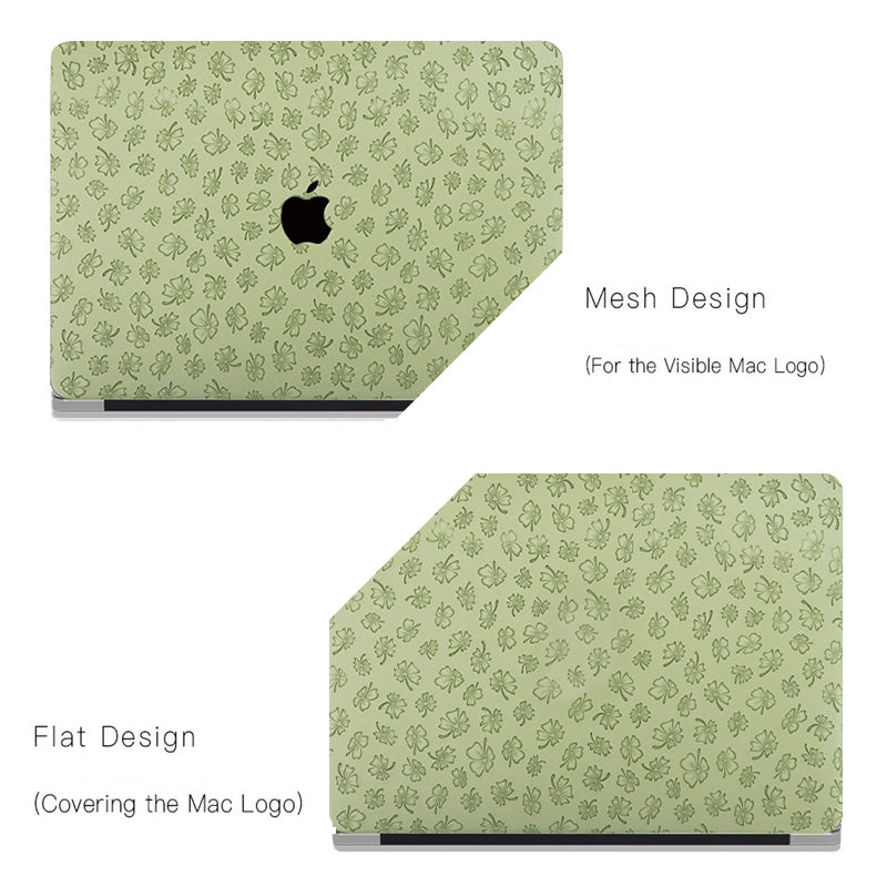 Clover Embossing Mint Green Leather Macbook Case