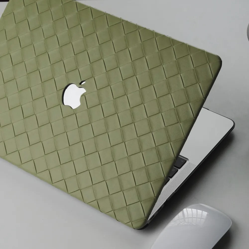 Green Weave Texture Leather Macbook Case