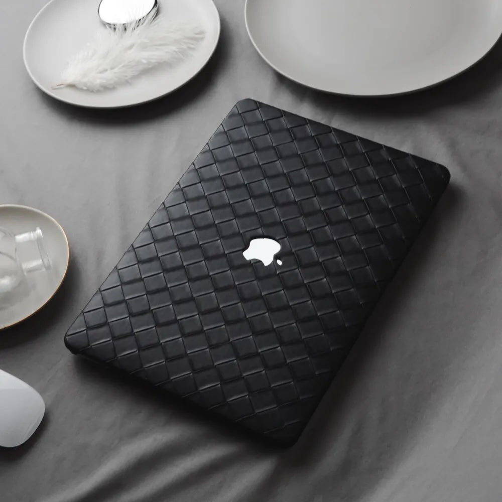 Black Weave Texture Leather Macbook Case
