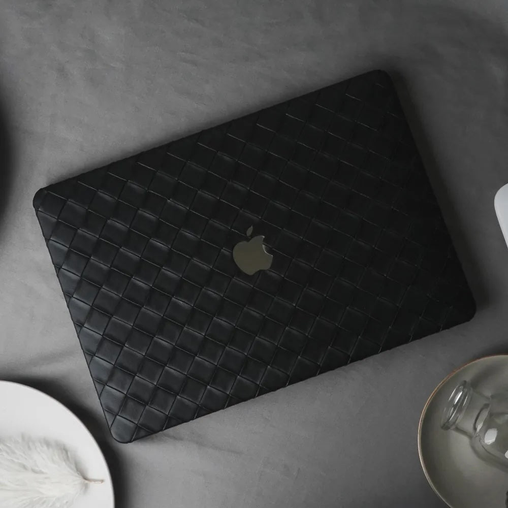 Black Weave Texture Leather Macbook Case