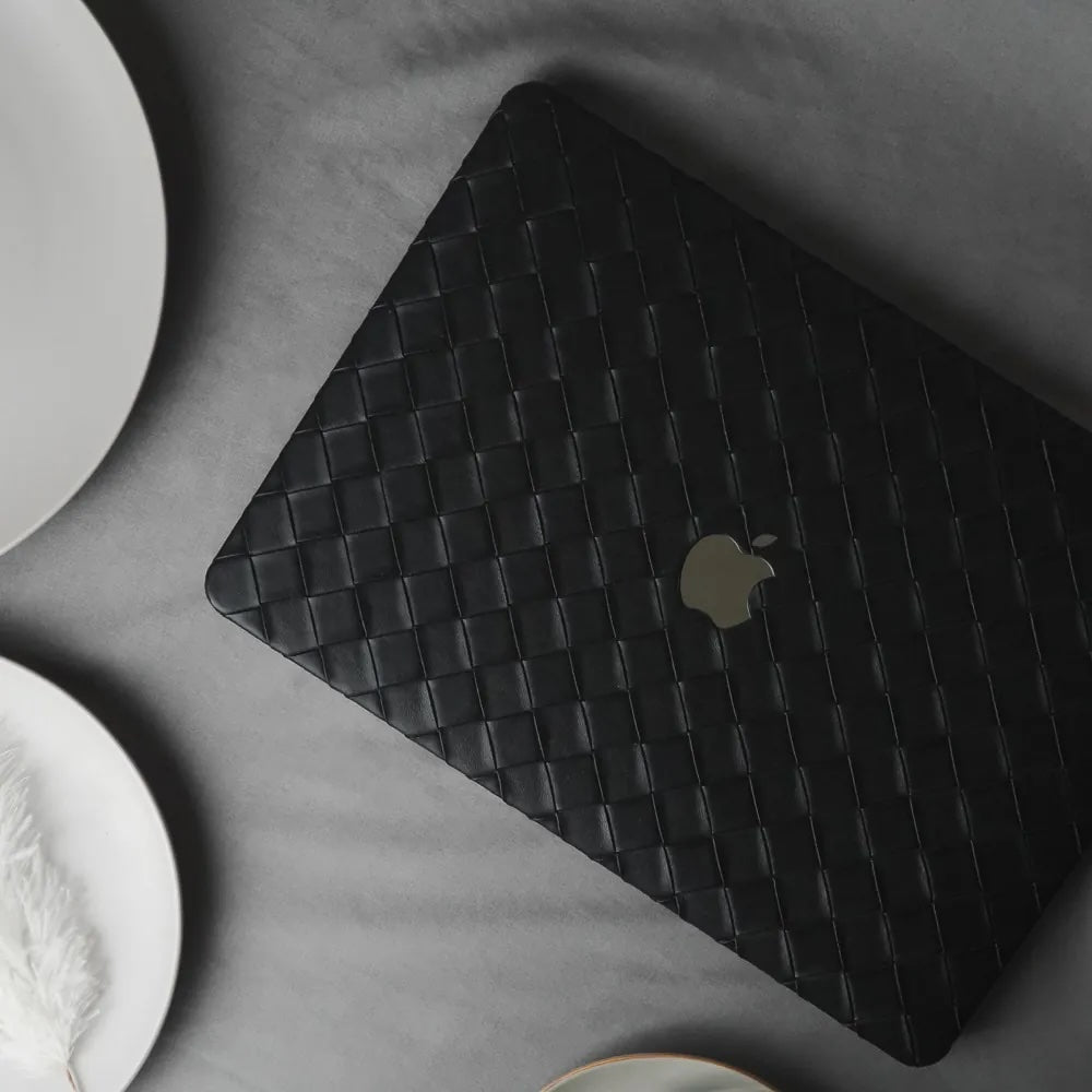 Black Weave Texture Leather Macbook Case