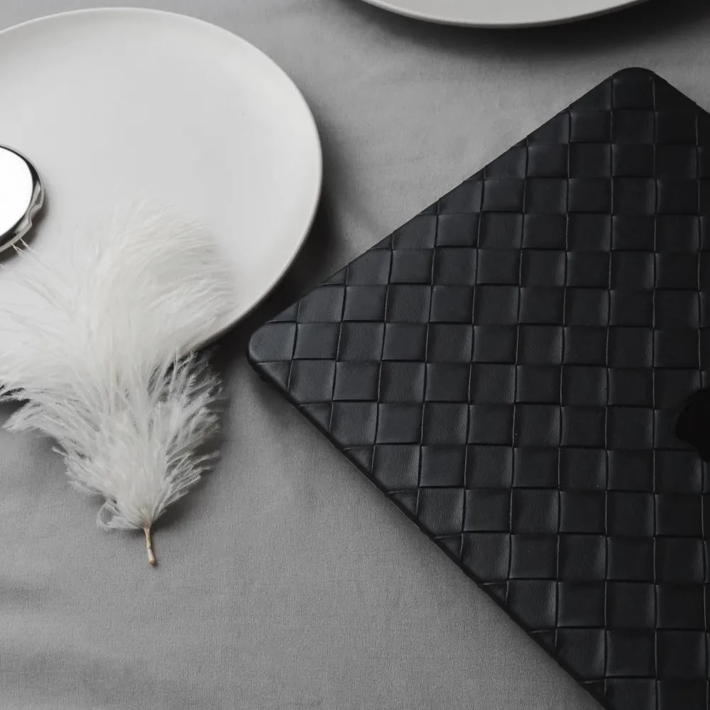Black Weave Texture Leather Macbook Case