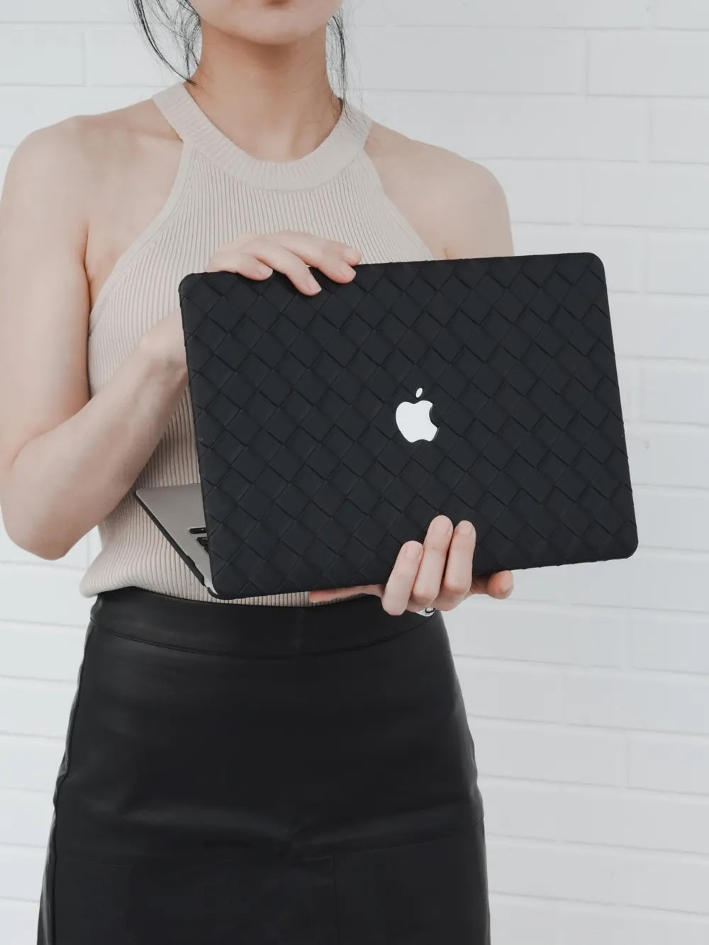 Black Weave Texture Leather Macbook Case