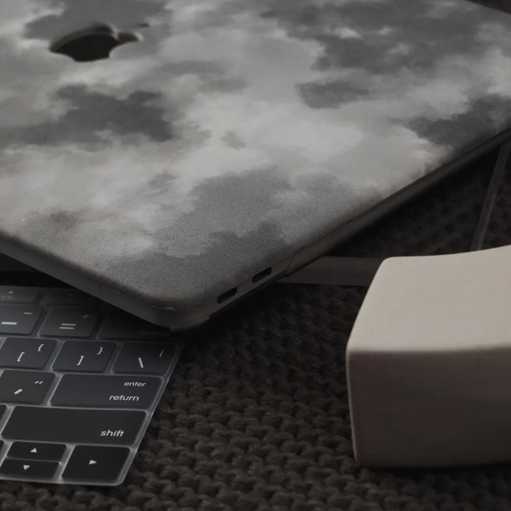 Gray Smudge Leather Macbook Case