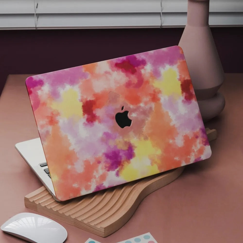 Pink Smudge Leather Macbook Case
