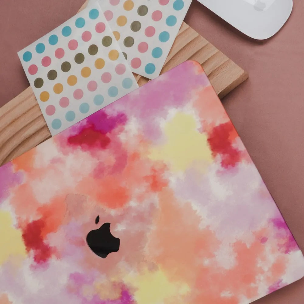 Pink Smudge Leather Macbook Case
