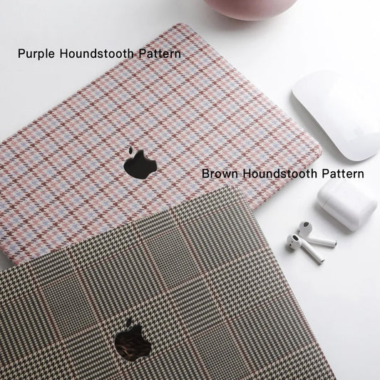 Houndstooth Leather Purple Macbook Case