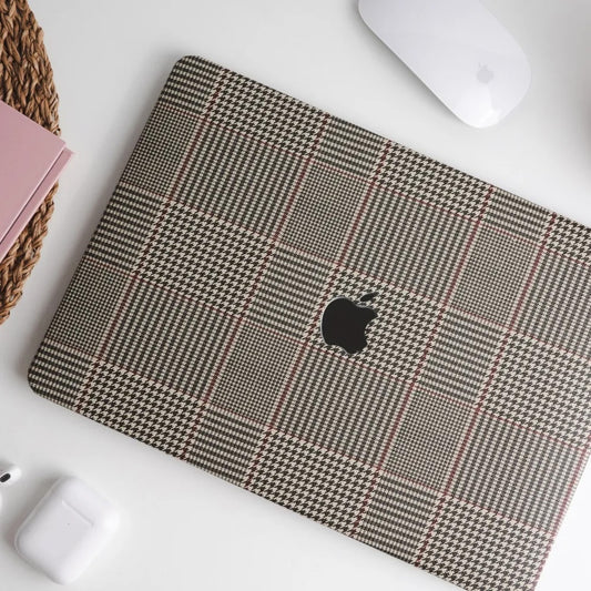 Houndstooth Leather Brown Macbook Case