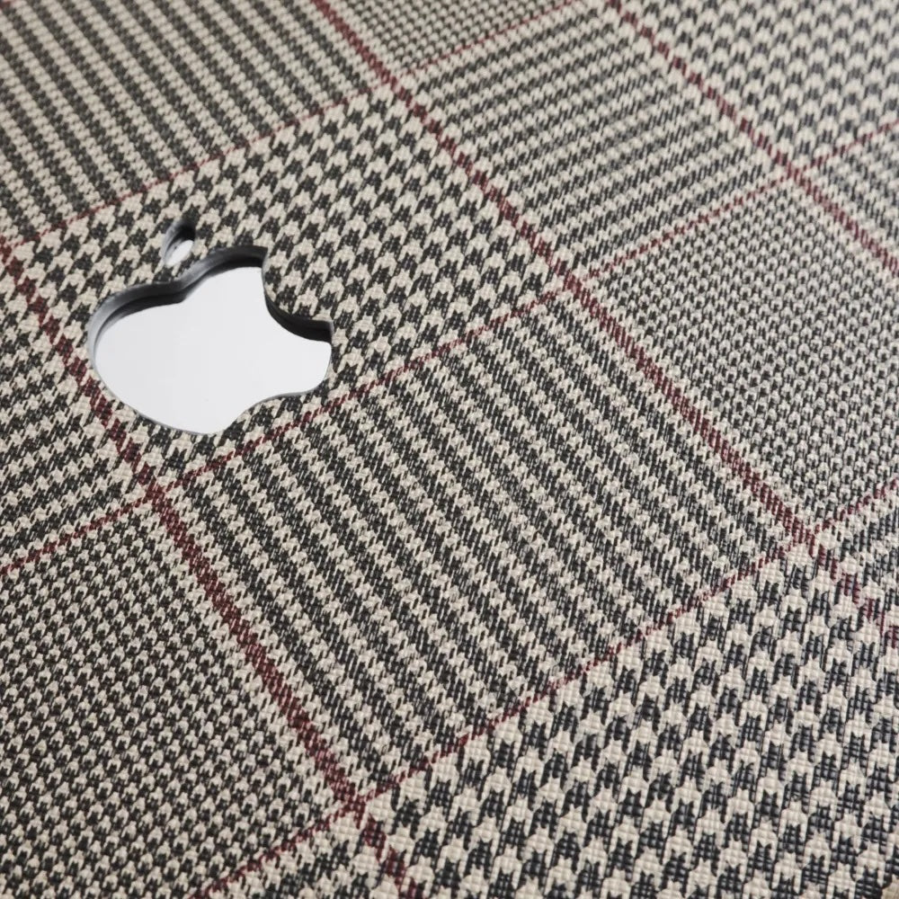 Houndstooth Leather Brown Macbook Case