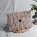 Check Leather Blue and orange Macbook Case