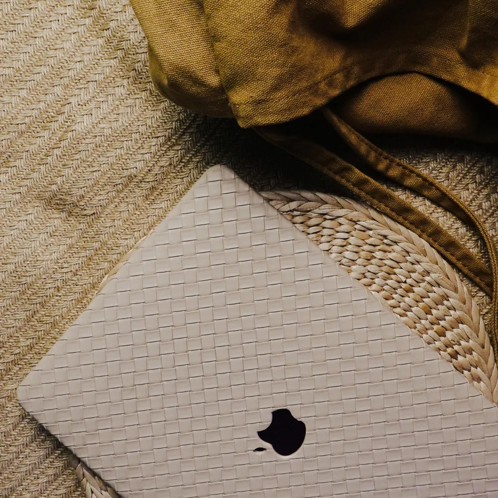 Thin Antique milk tea Weave Texture Leather Macbook Case