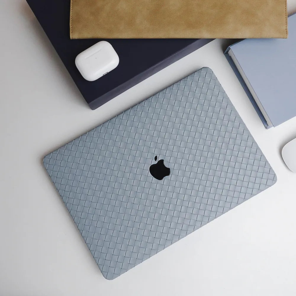 Thin Sky Blue Weave Texture Leather Macbook Case