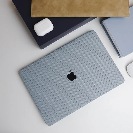 Thin Sky Blue Weave Texture Leather Macbook Case