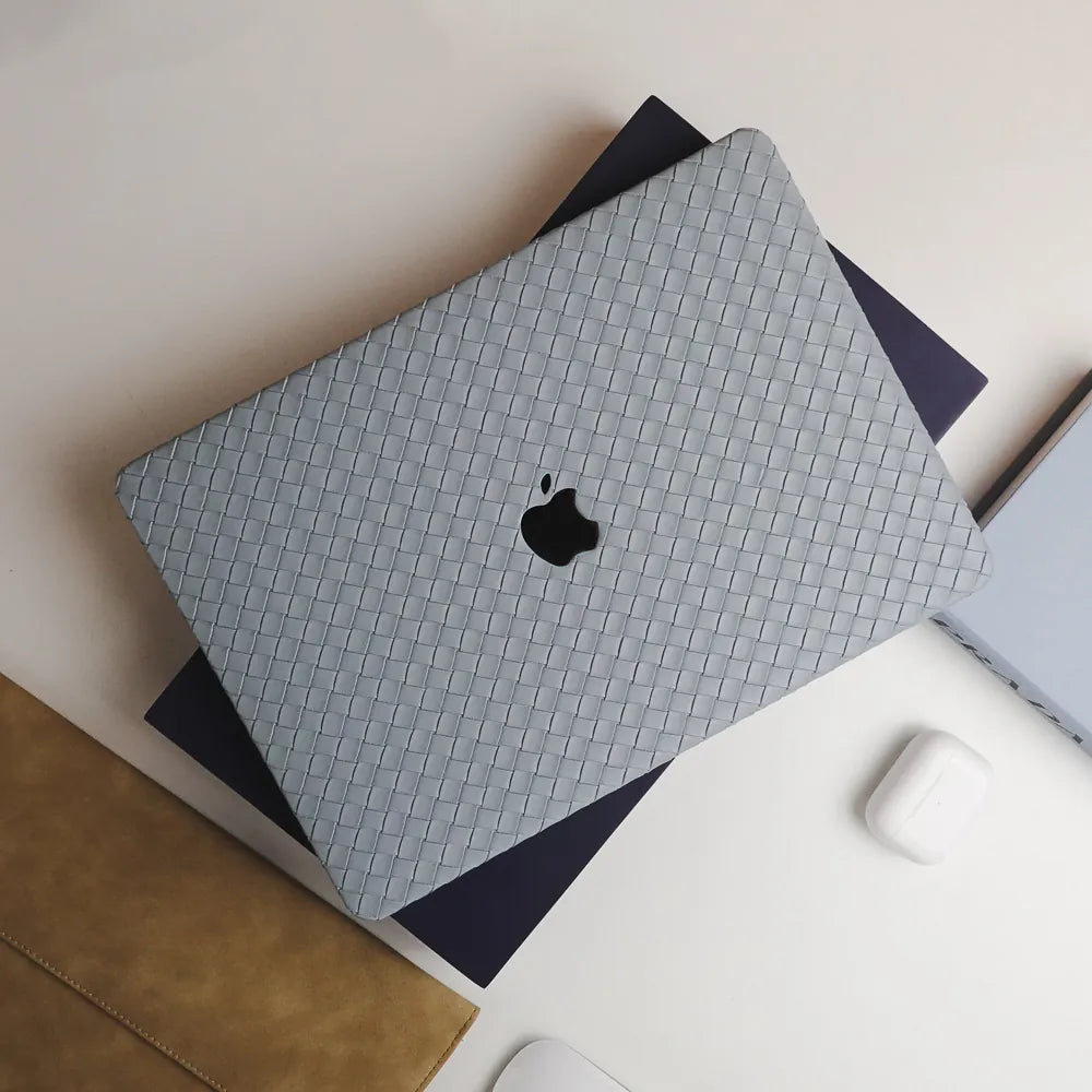 Thin Sky Blue Weave Texture Leather Macbook Case