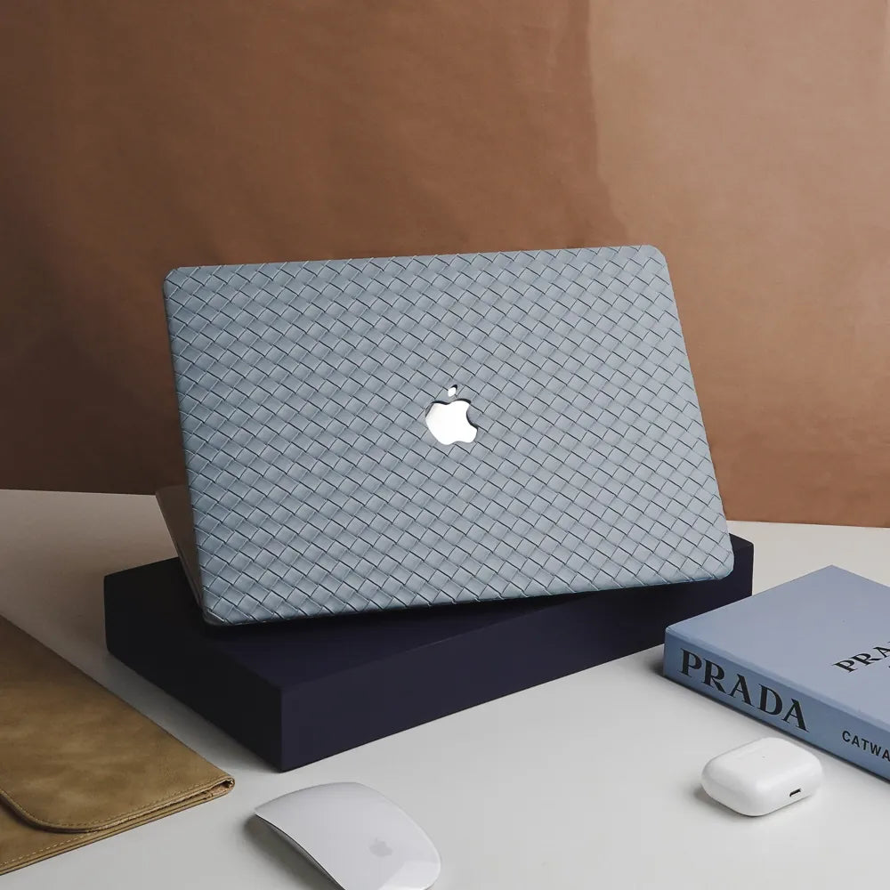 Thin Sky Blue Weave Texture Leather Macbook Case
