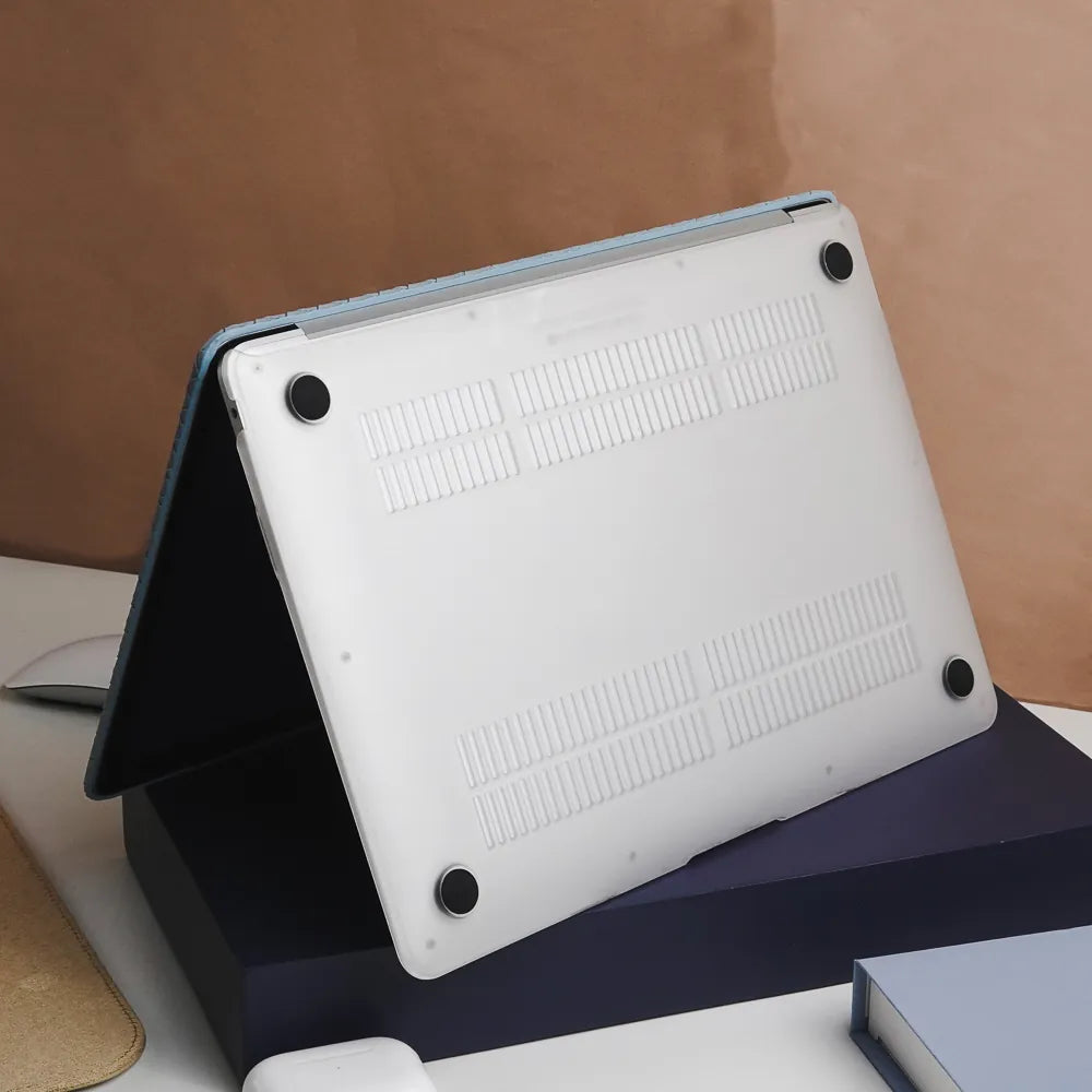Thin Sky Blue Weave Texture Leather Macbook Case