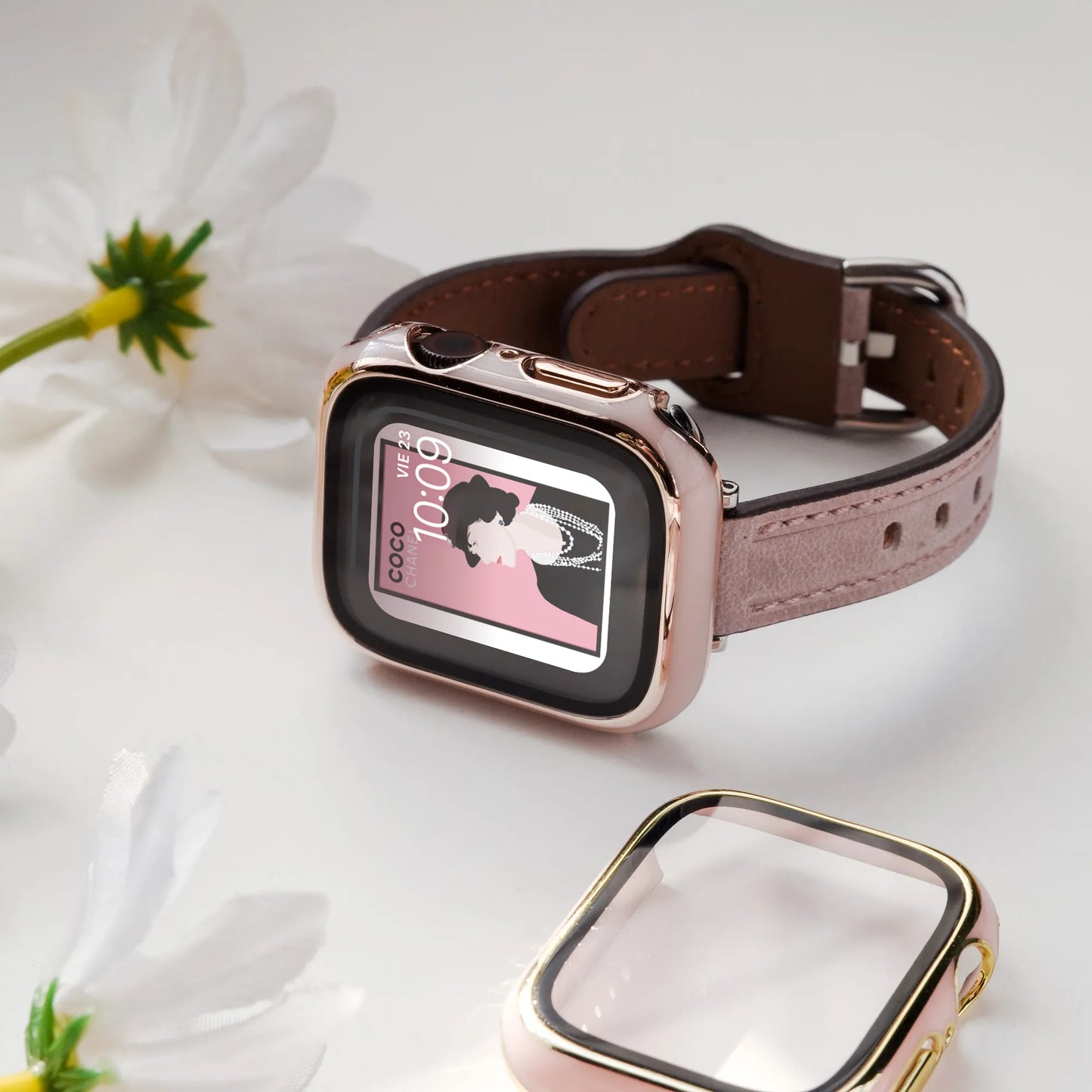 Cloisonné style Protective Case/Tempered Film Combo & Apple Watch Protective Case