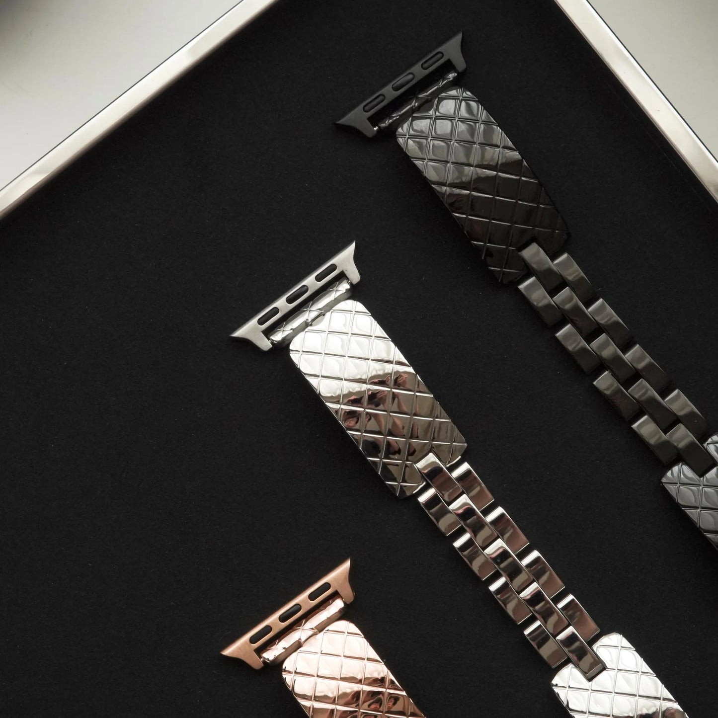 Textured Mesh Stainless Steel Metal Apple Watch Band
