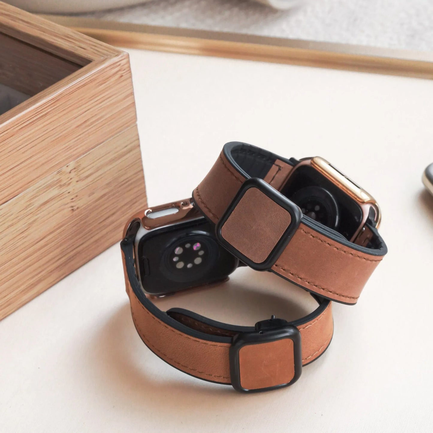 Leather Silicone Magnetic Buckle Apple Watch Band