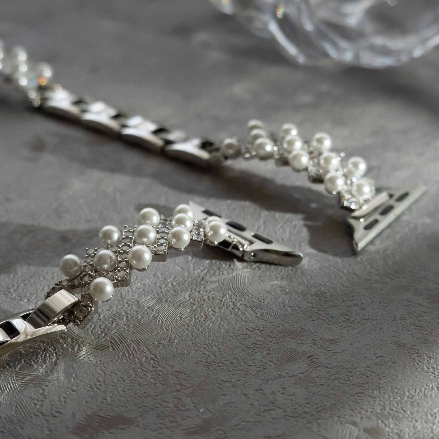 Diamond-bead textured metal Apple Watch band