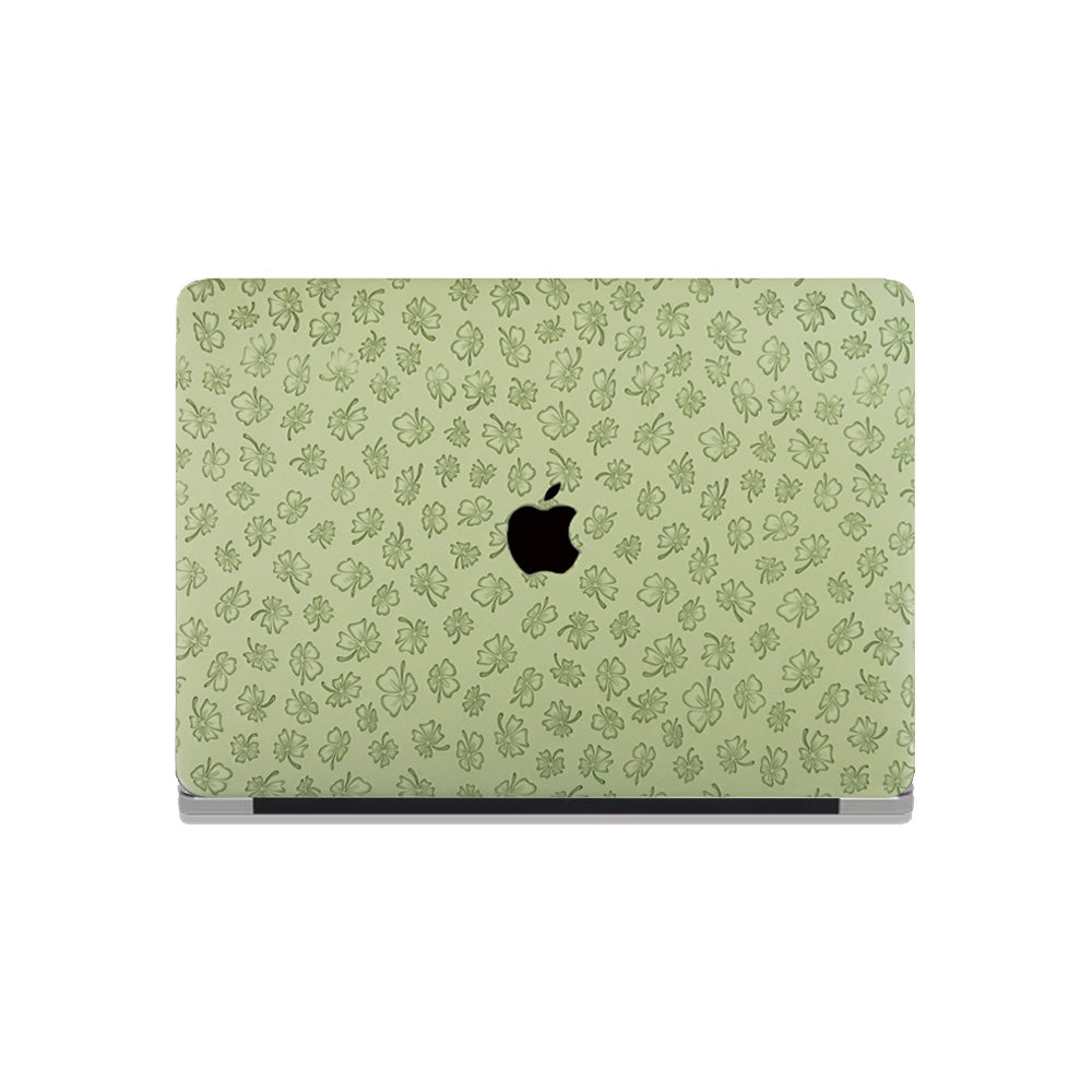 Clover Embossing Mint Green Leather Macbook Case