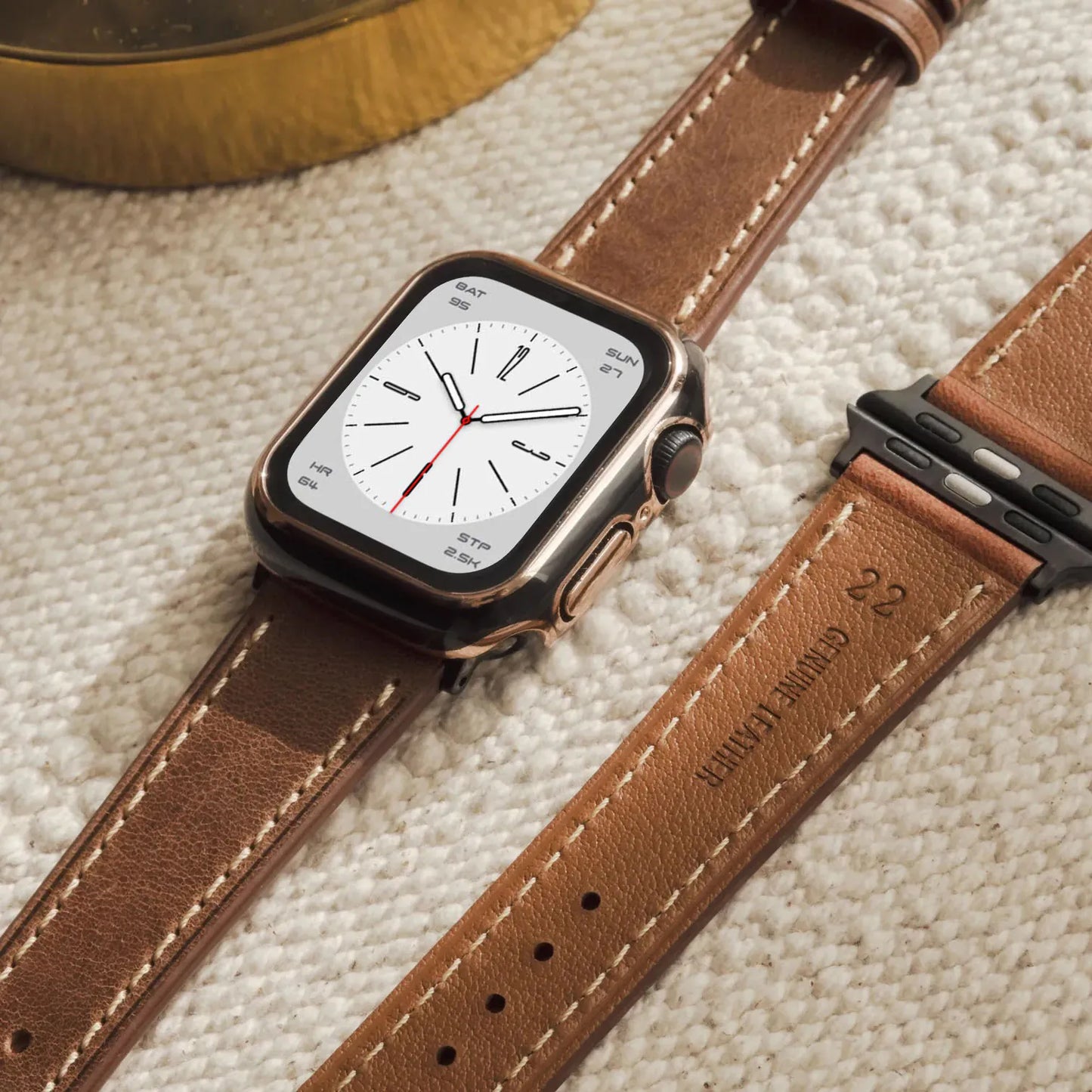 Crazy Horse Leather Metal Butterfly Clasp Apple Watch Band