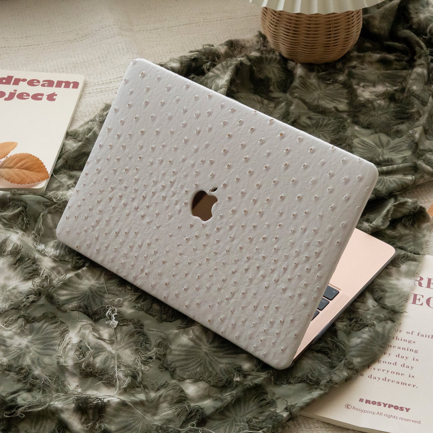 Leather Series White Pink Camel Texture Mac Case