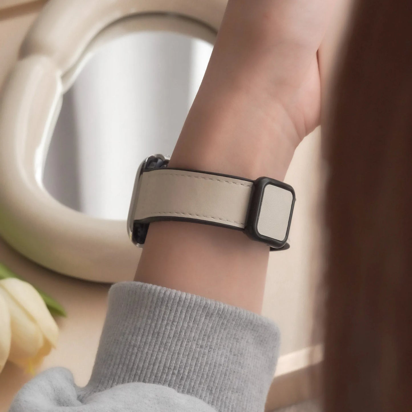 Leather Silicone Magnetic Buckle Apple Watch Band