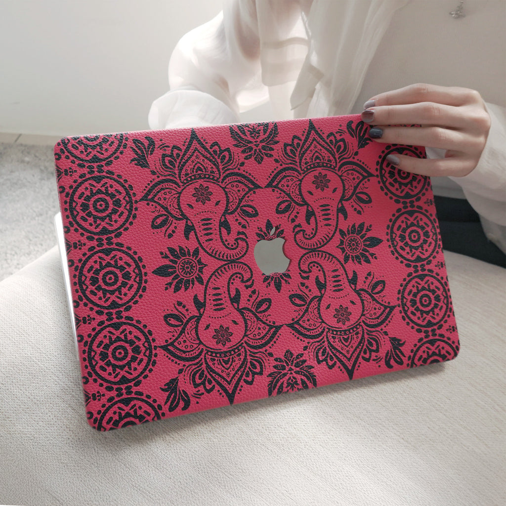 Lychee Texture Rose Pink Elephant Pattern ♾ Mac Case