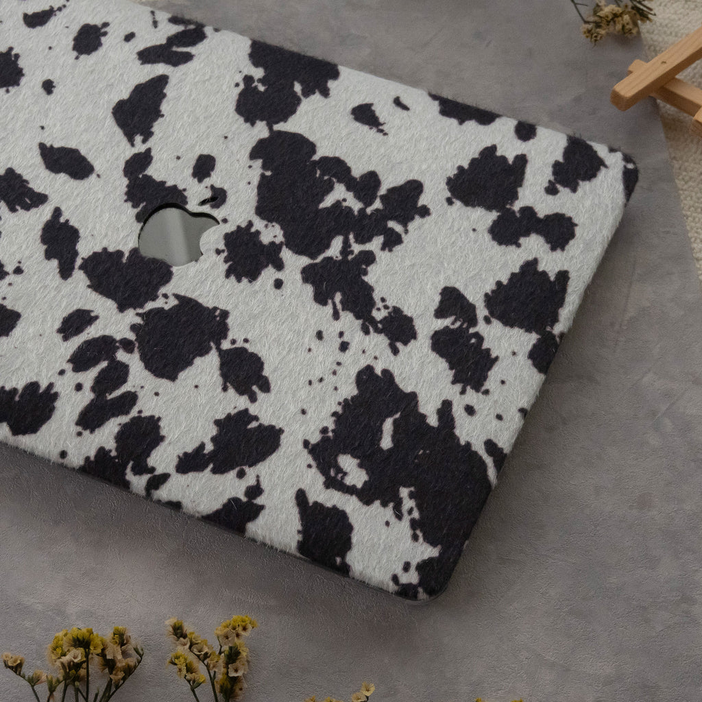 Leather Series ♾ Black and White Cow Pattern Mac Case