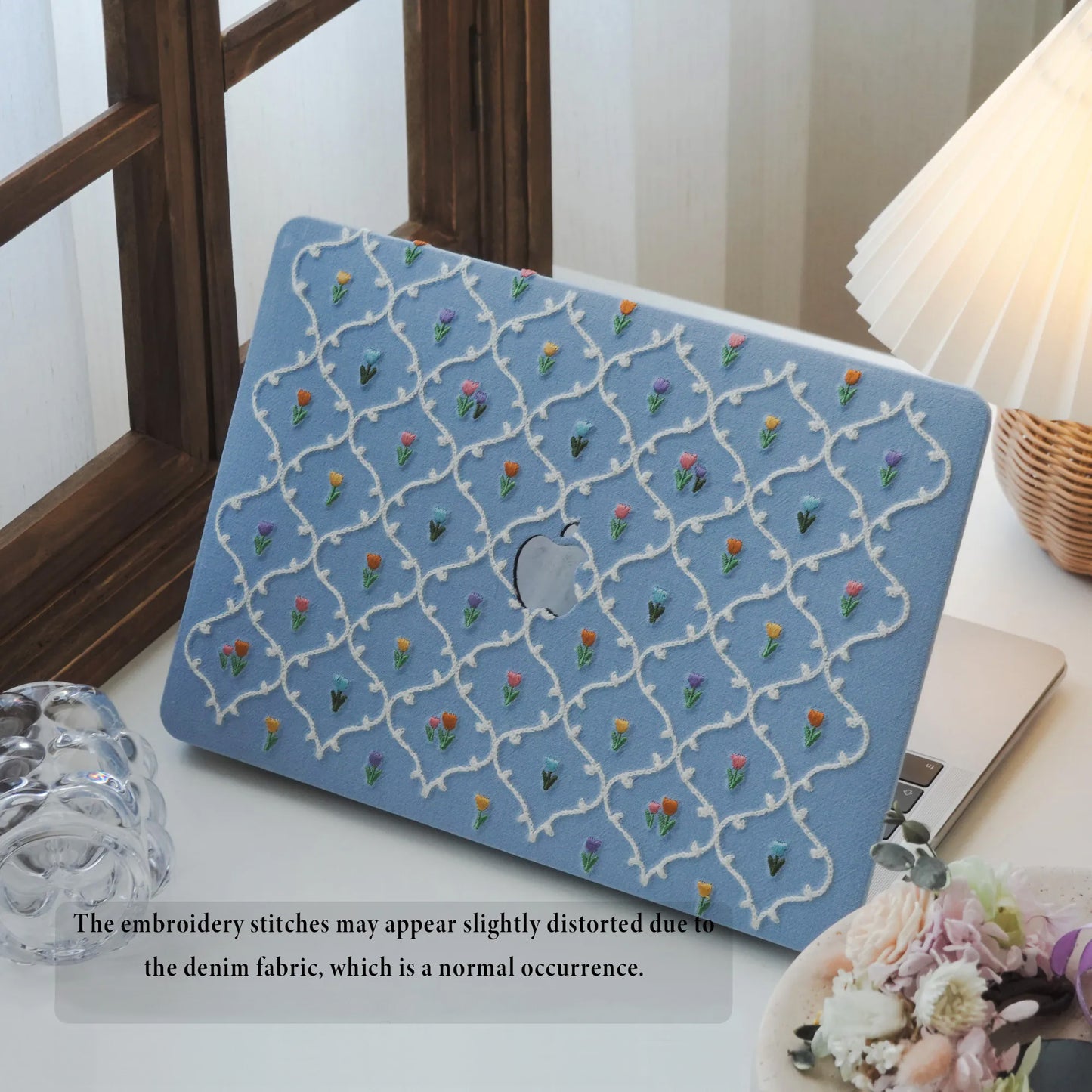 This Is Us Plaid Floral ♾ Textured Stitching Sky Blue Mac Case