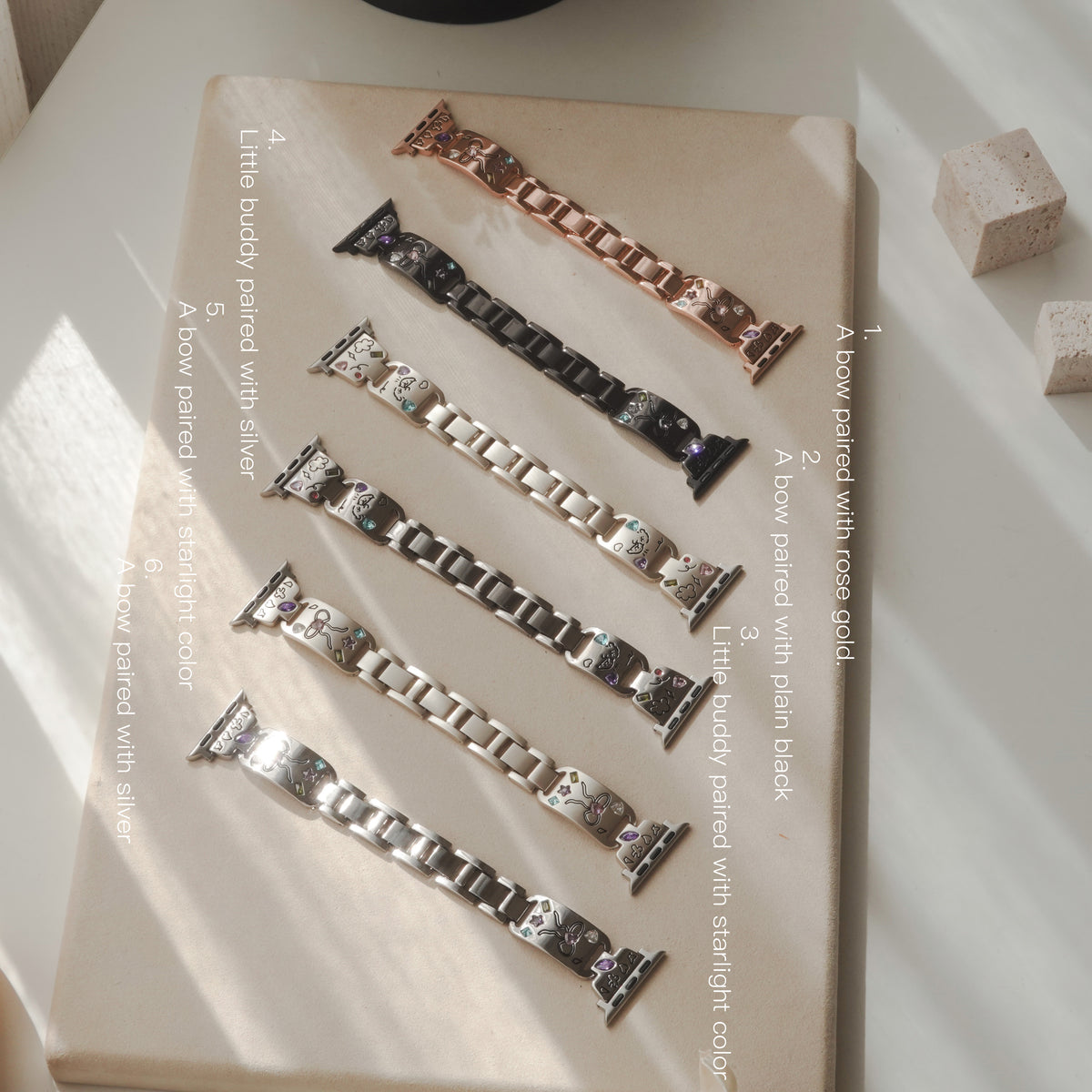 Cute engraved, high-quality metal inlaid with diamonds Apple Watch strap