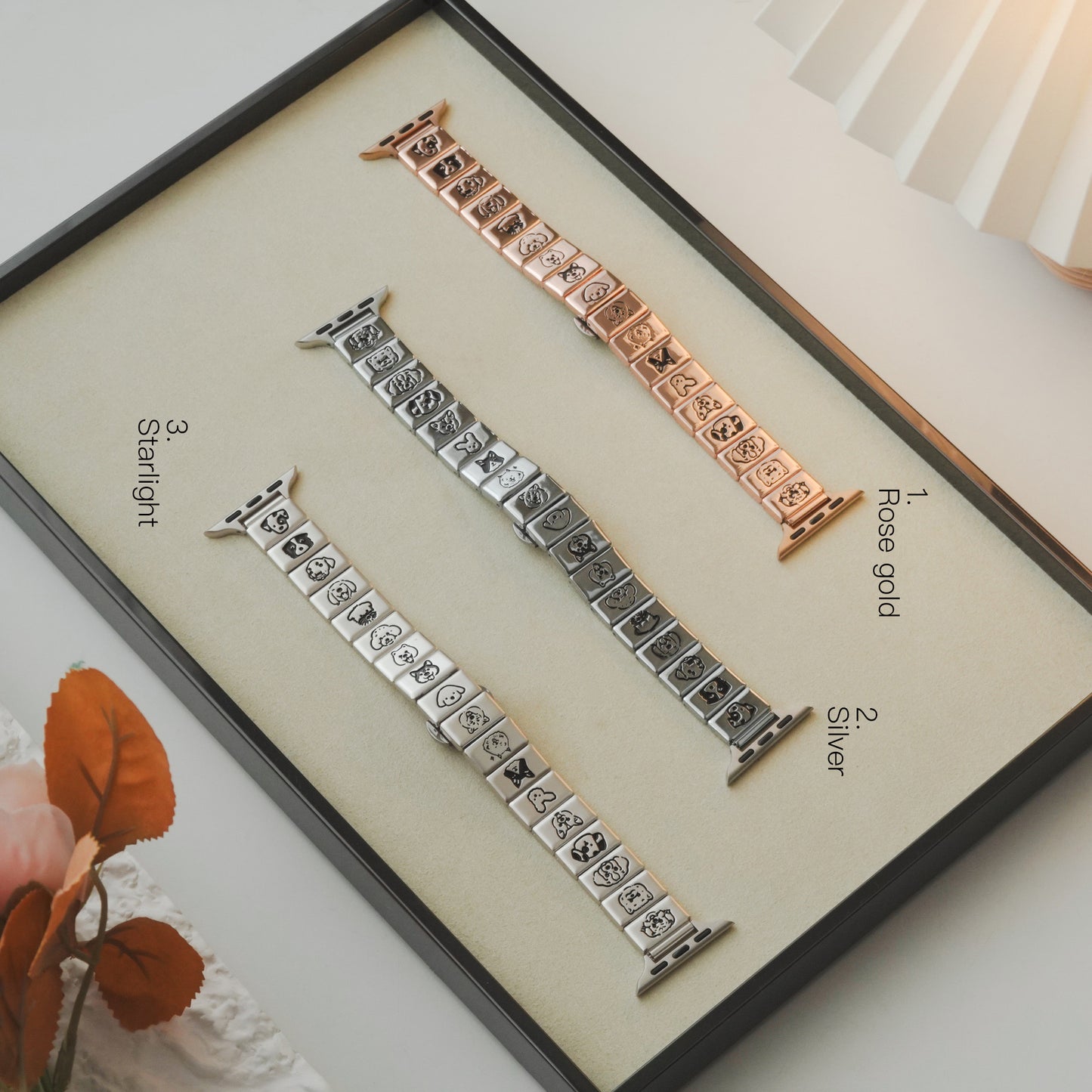 Cute Animal Square Textured Metal Apple Watch Band